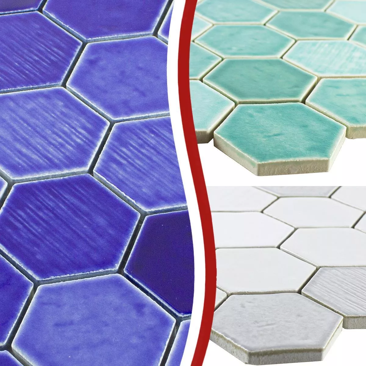 Keramik Mosaik Fliser Roseburg Hexagon Strålende