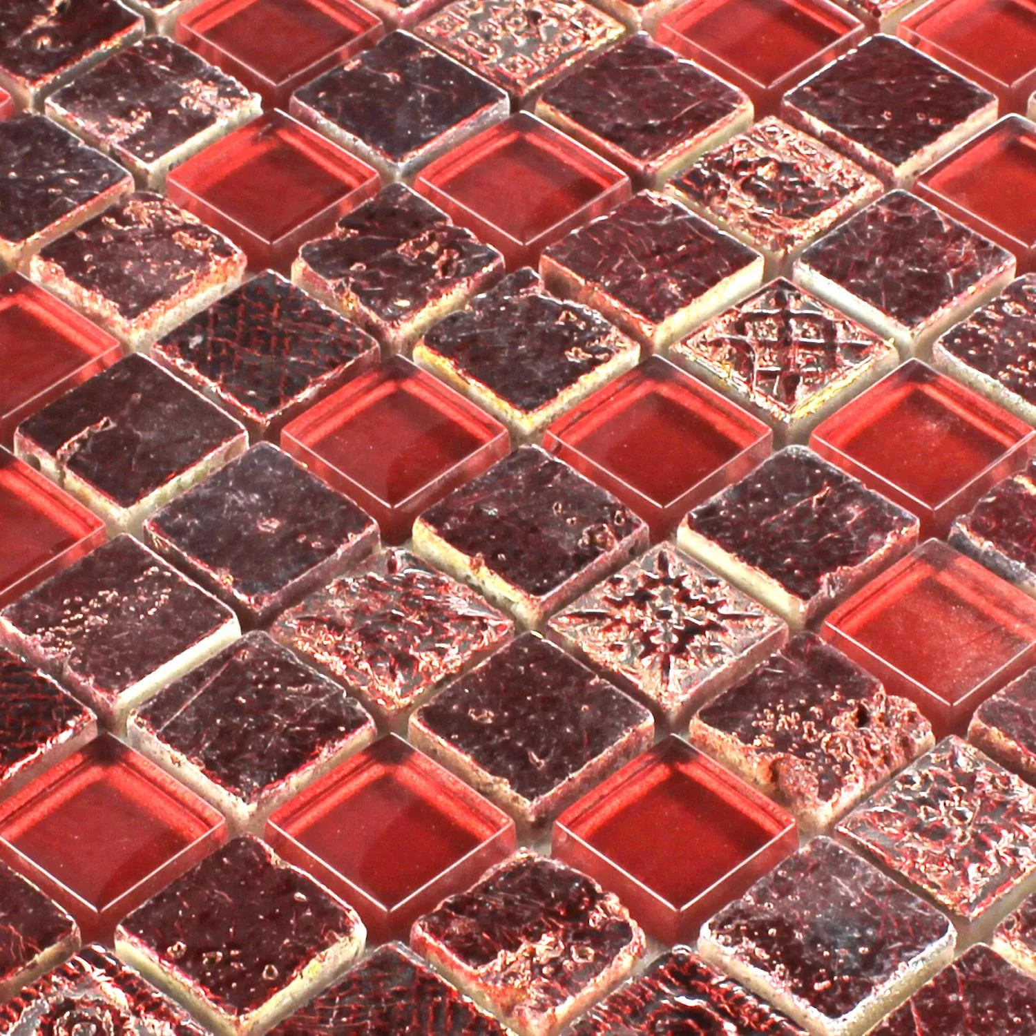 Mosaik Fliser Glas Kalksten Marmor Lava Rød Duo