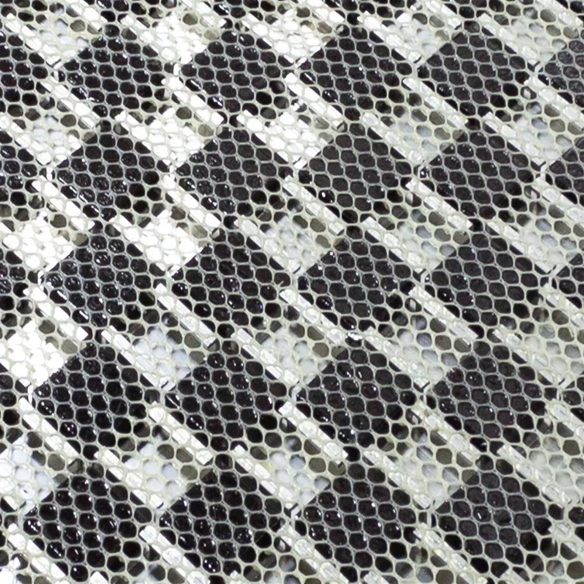 Glas Aluminium Mosaik Fliser Eldorien Sølv-Gra