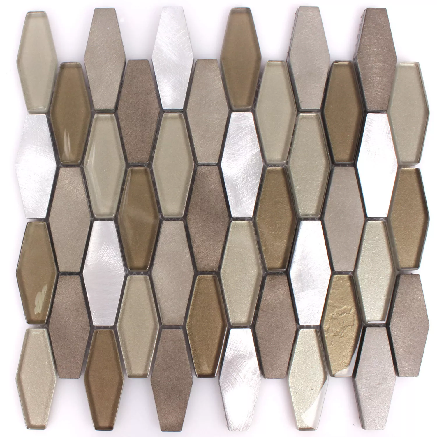 Mosaik Fliser Glas Metal Lupo Hexagon
