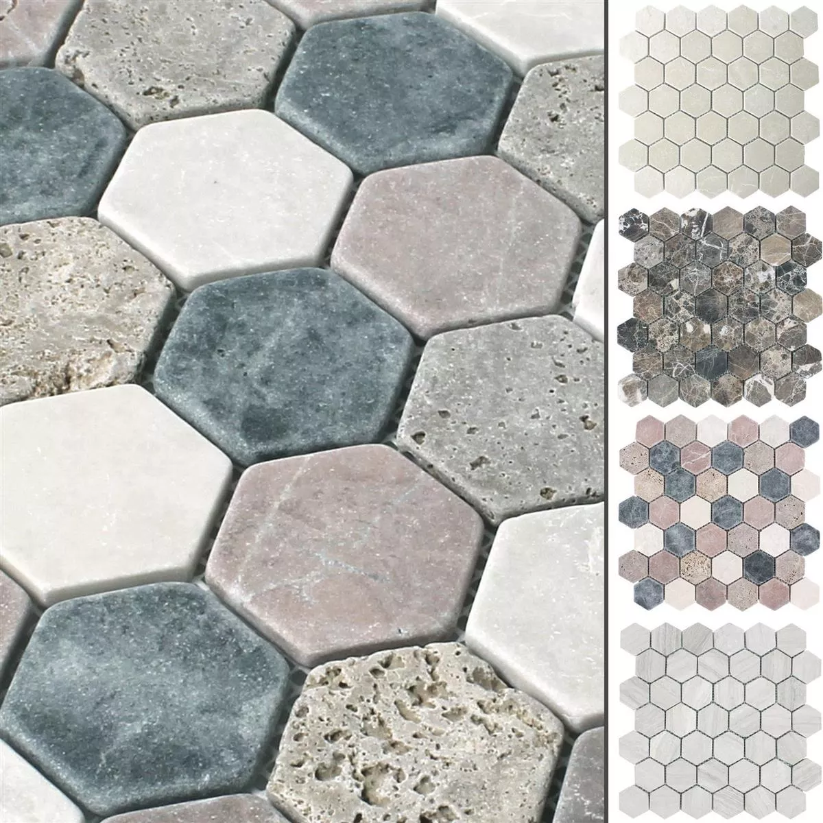 Prøve Mosaik Fliser Marmor Tarsus Hexagon