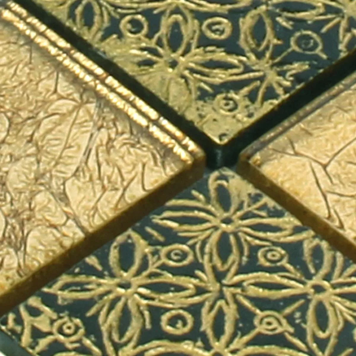 Prøve Mosaik Fliser Glas Natursten Friesia Guld