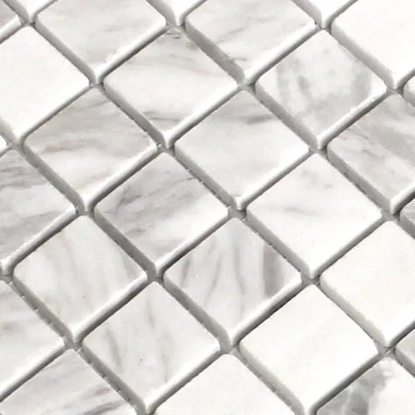 Mosaik Fliser Marmor 23x23x8mm Hvid Poleret