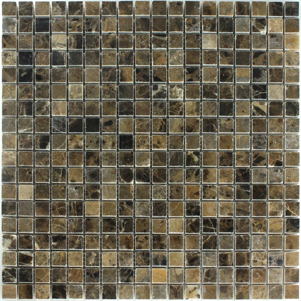 Mosaik Fliser Marmor Brun Poleret 15x15x7,5mm