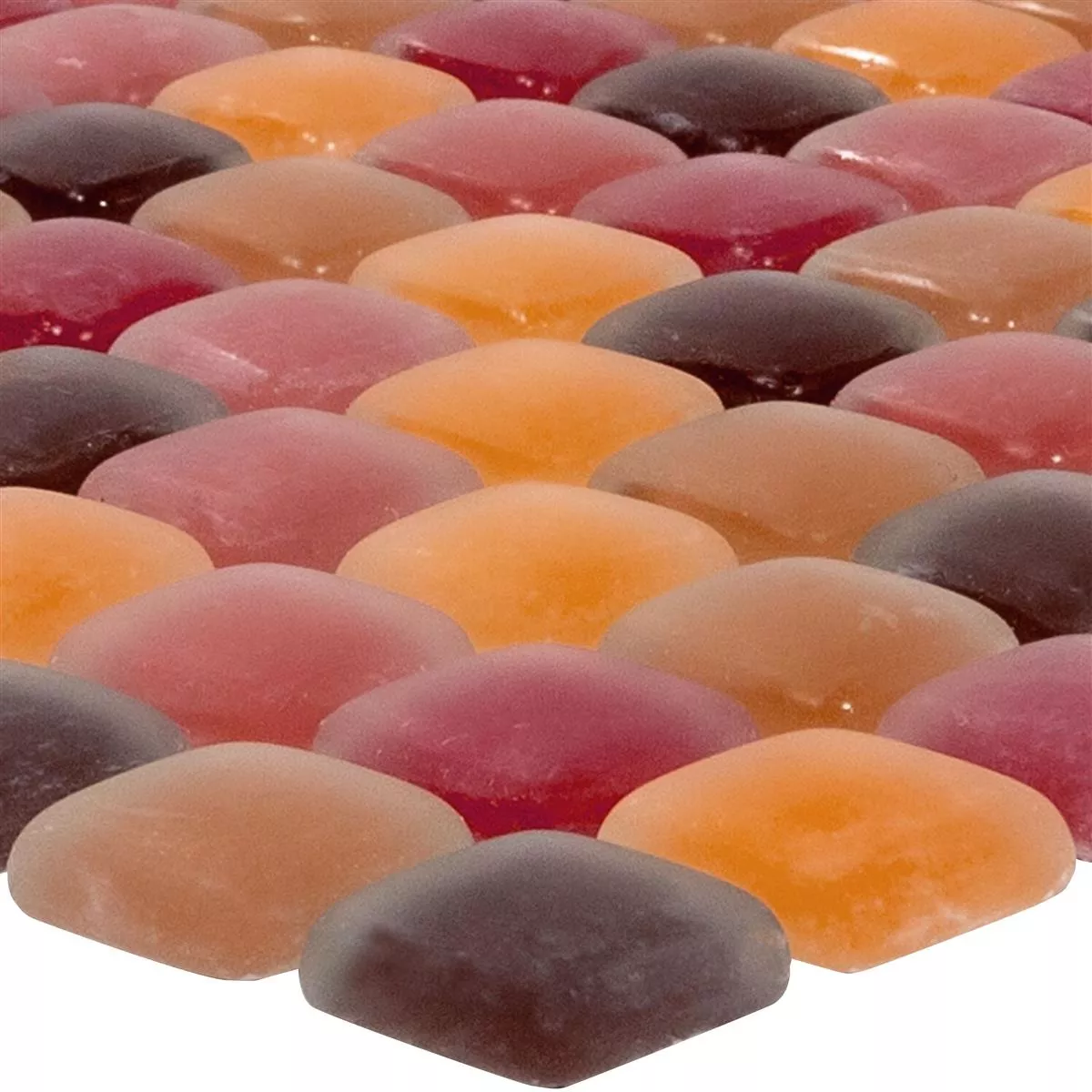 Glasmosaik Fliser Ponterio Frosted Rød Mix Glasmosaik Fliser Ponterio Frosted Rød Mix