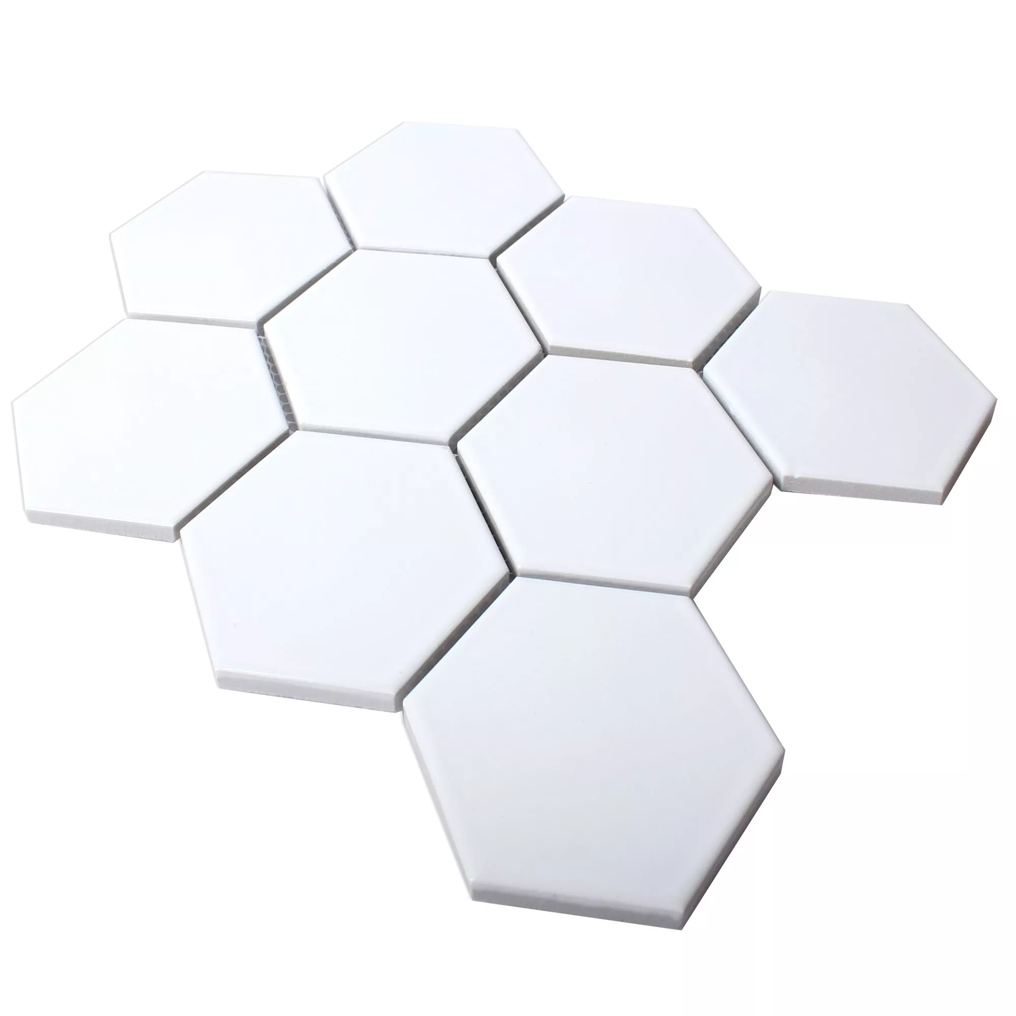 Prøve Keramik Mosaik Fliser Hexagon Salamanca Hvide Måtte H95