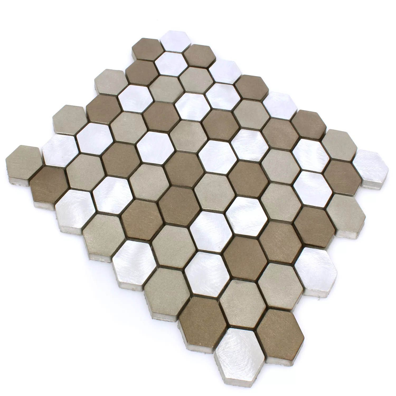 Mosaik Fliser Aluminium Apache Hexagon Brun Sølv