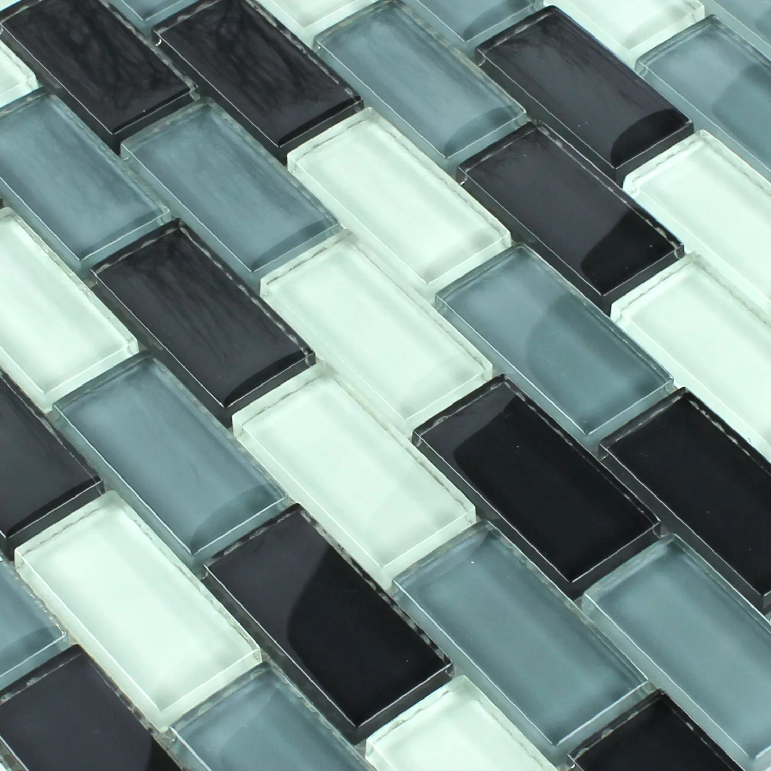 Mosaik Fliser Glas Krystal Brick Gra Mix