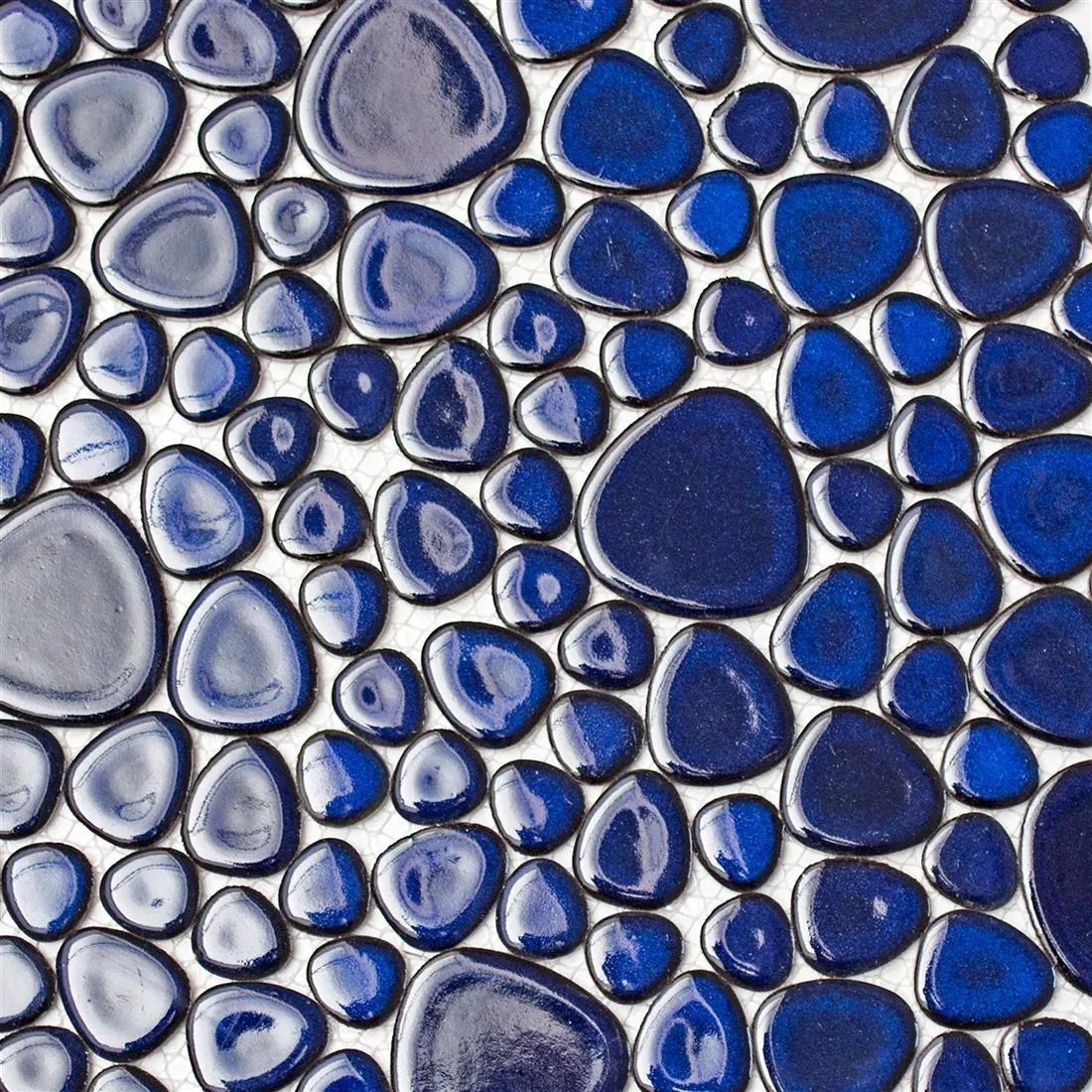 Prøve Mosaik Fliser Keramik Småsten Optik Mørkeblå
