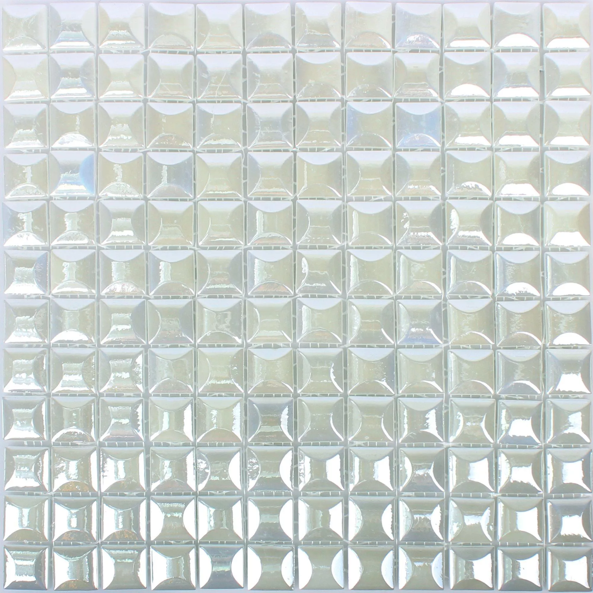 Glasmosaik Fliser Monrovia Hvid 3D Metalic