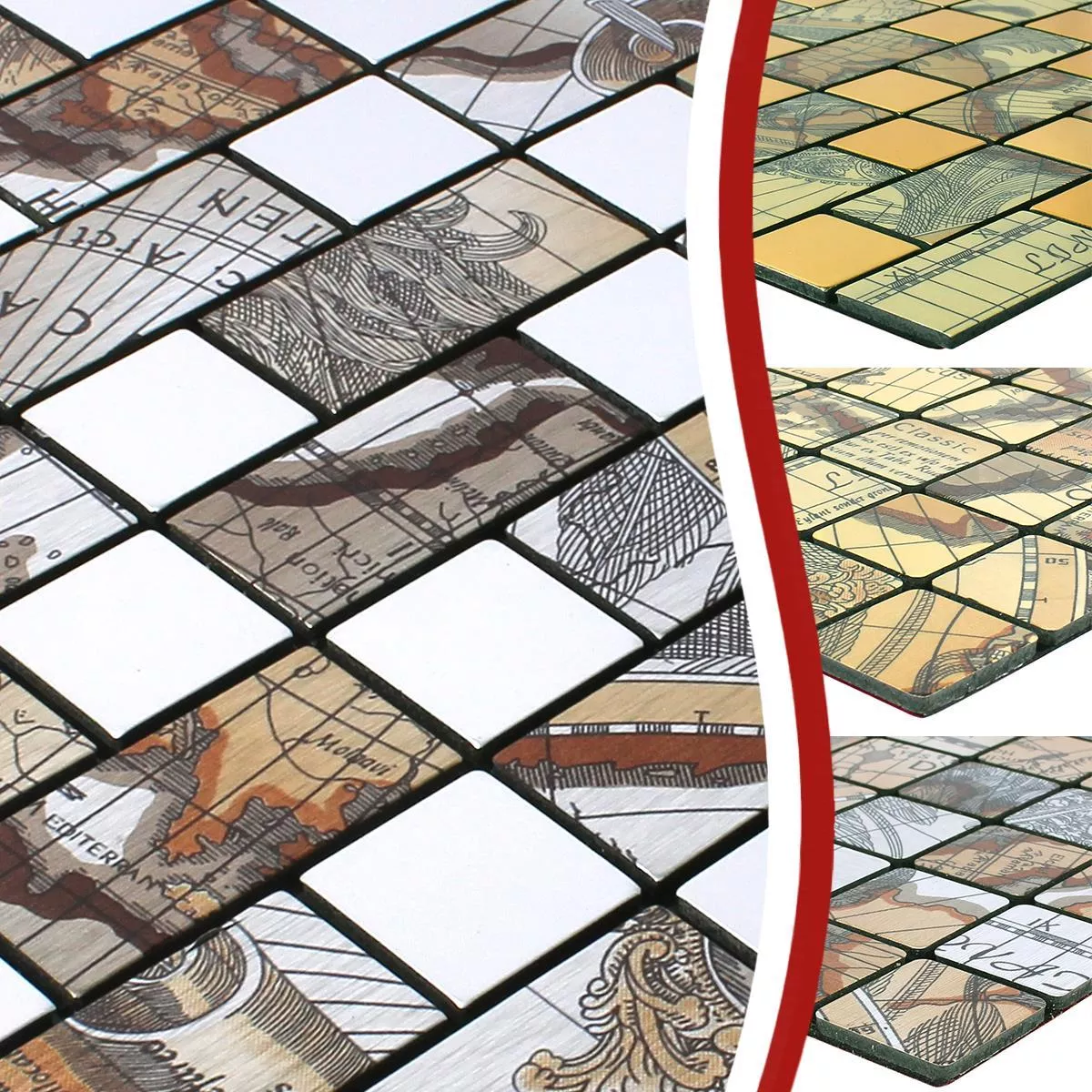 Mosaik Fliser Selvklæbende Pinta Weltkarte
