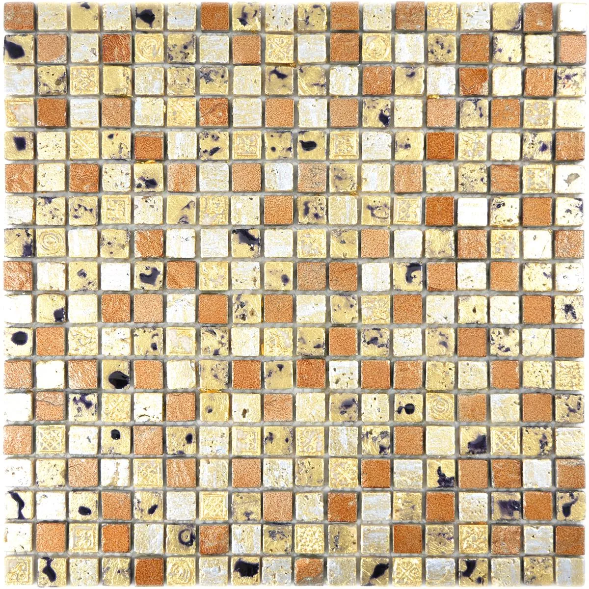 Natursten Resin Mosaik Fliser Lucky Guld Bronze