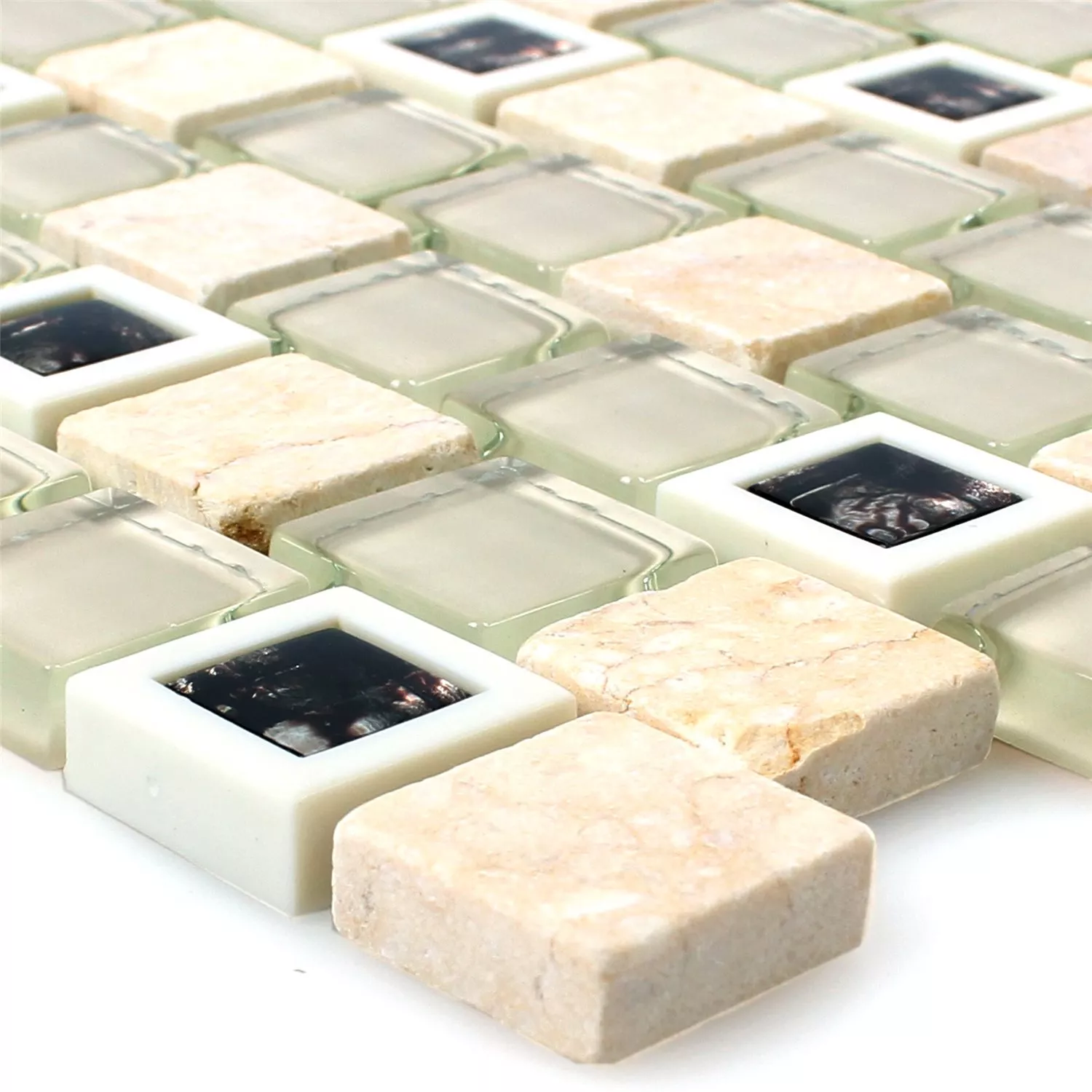 Glas Plast Natursten Mosaik Historico Beige Mix