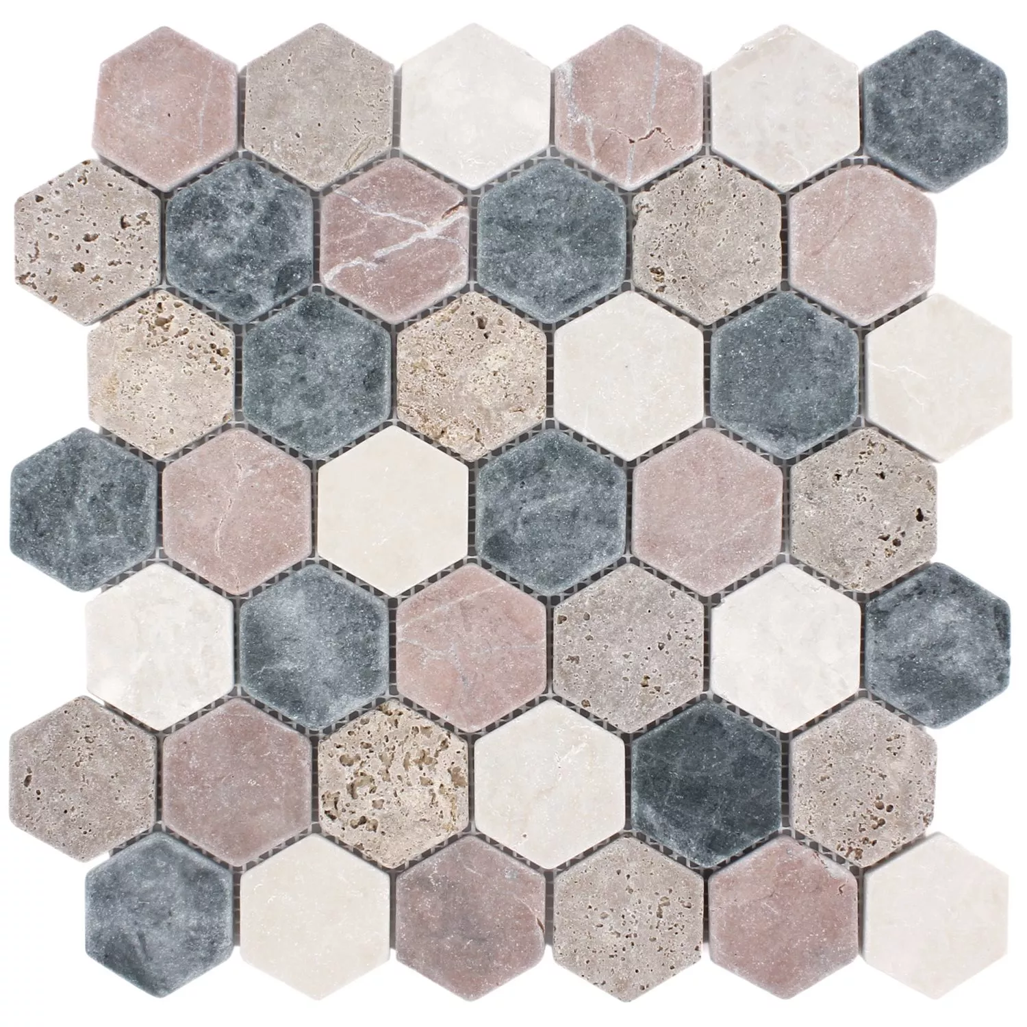 Prøve Mosaik Fliser Marmor Tarsus Hexagon Farverige