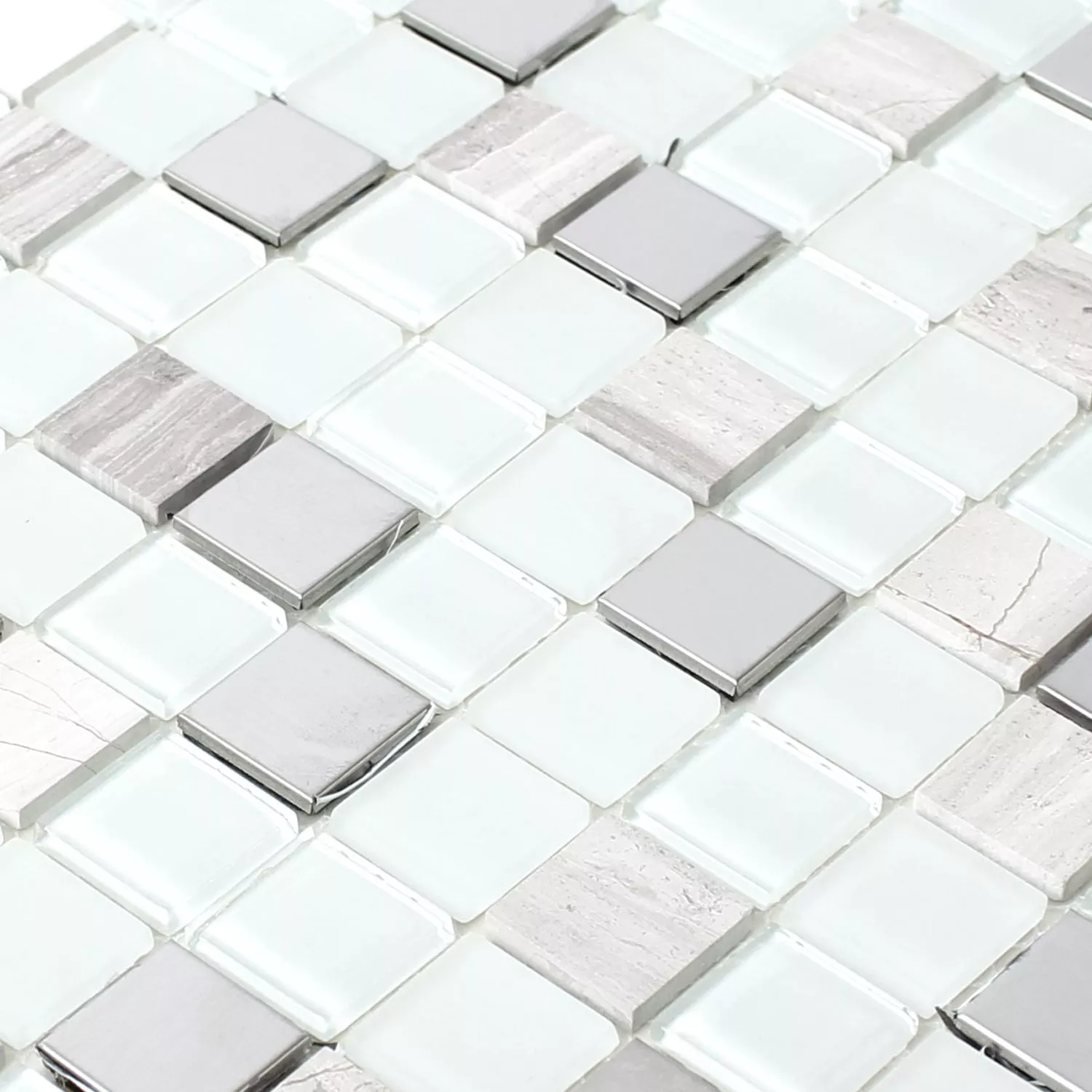 Selvklæbende Metal Mosaik Fliser Glas Hvid