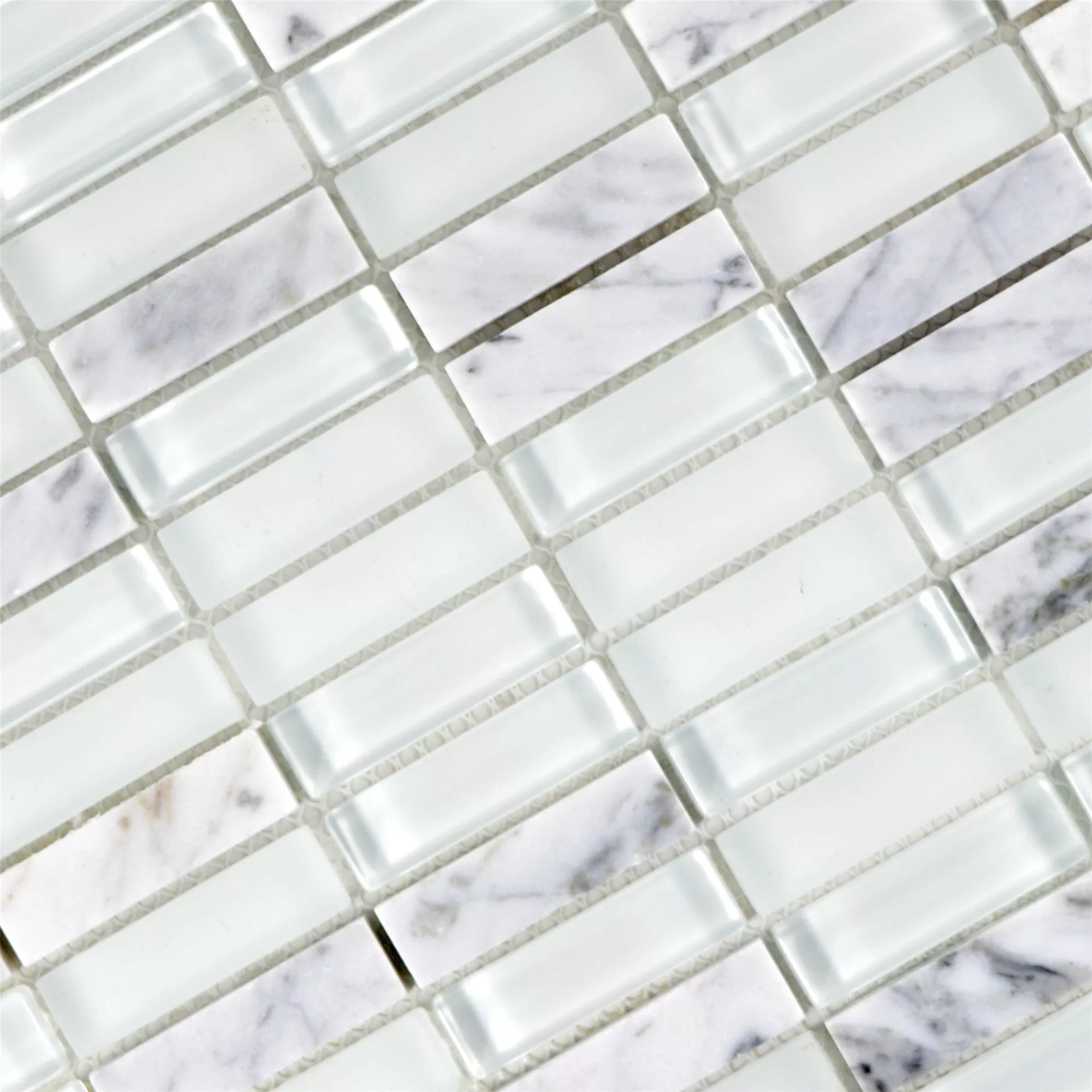 Glas Natursten Mosaik Fliser Miya Hvide