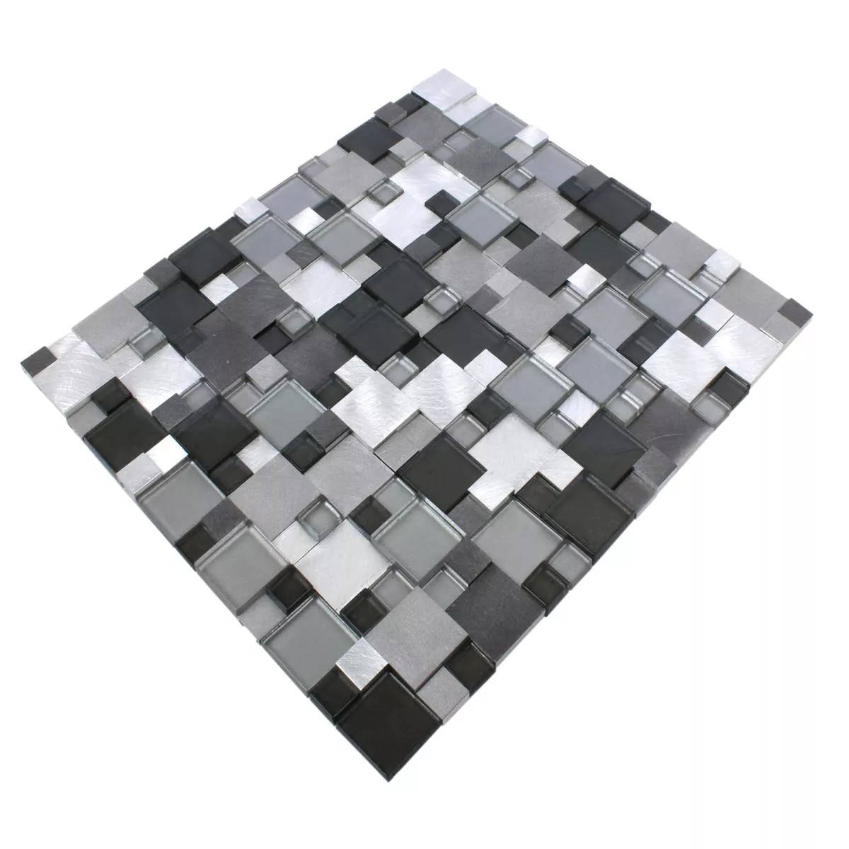 Prøve Mosaik Fliser Glas Aluminium Condor 3D Sort Mix