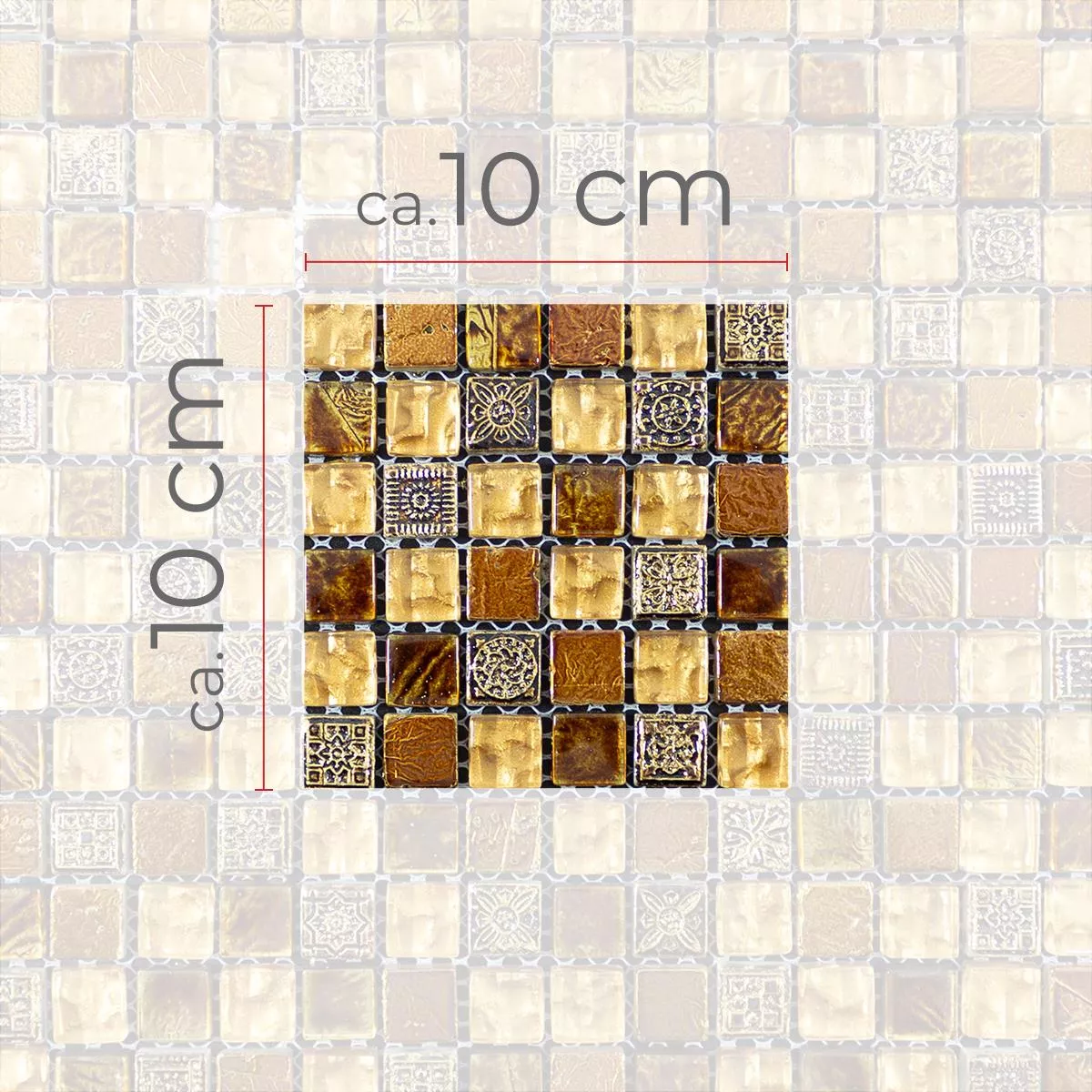 Prøve Glas Marmor Mosaik Fliser Majestic Brun Guld