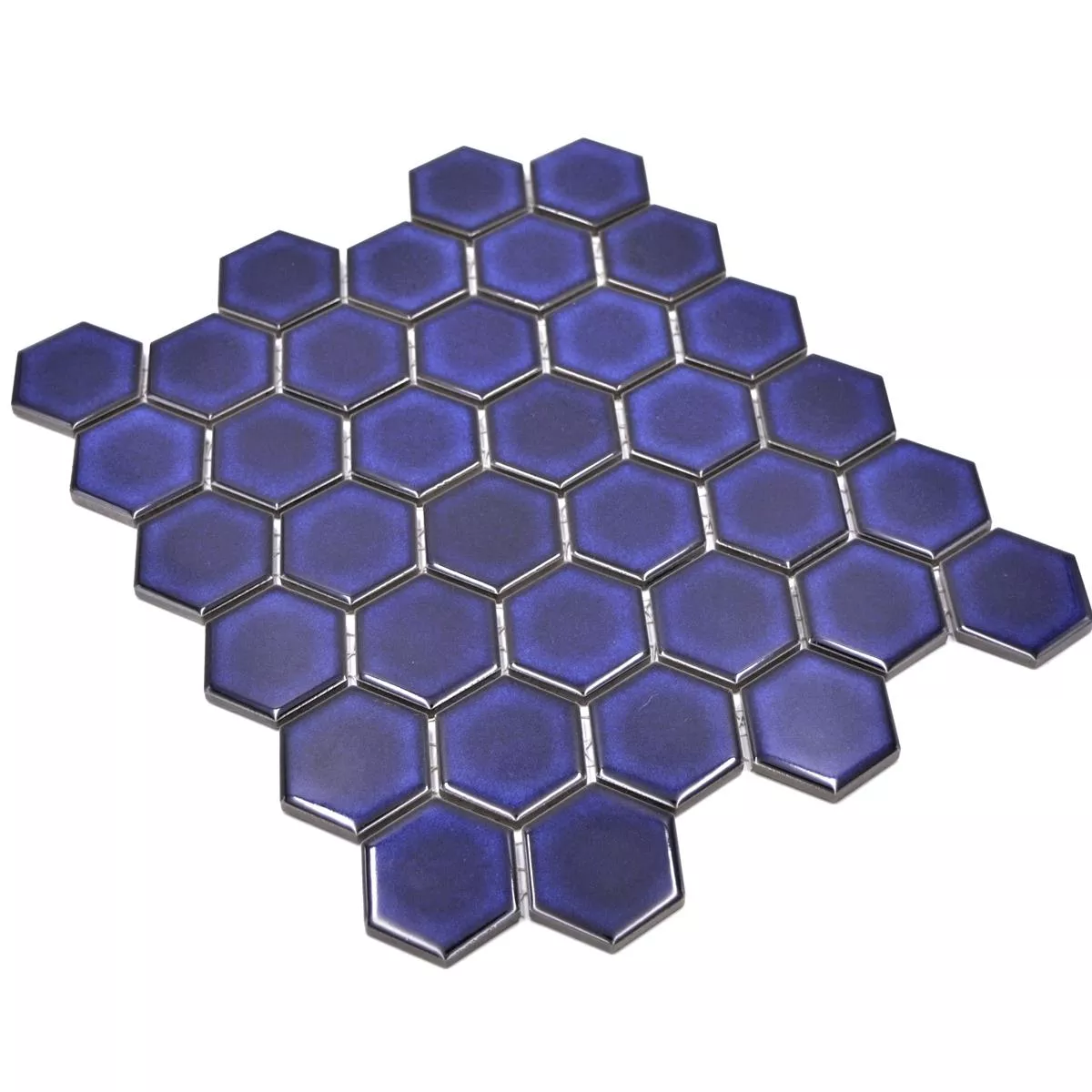 Prøve fra Keramikmosaik Salomon Hexagon Kobolt Blå H51