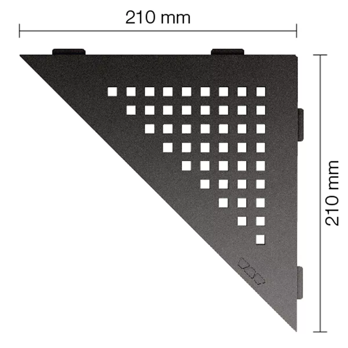 Væghylde brusehylde Schlüter trekant 21x21cm firkantet antracit