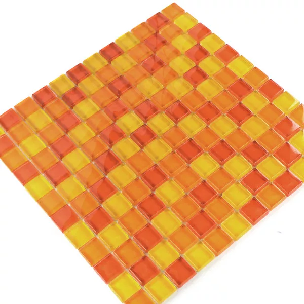 Glasmosaik Fliser Gul Appelsin Rød 25x25x8mm