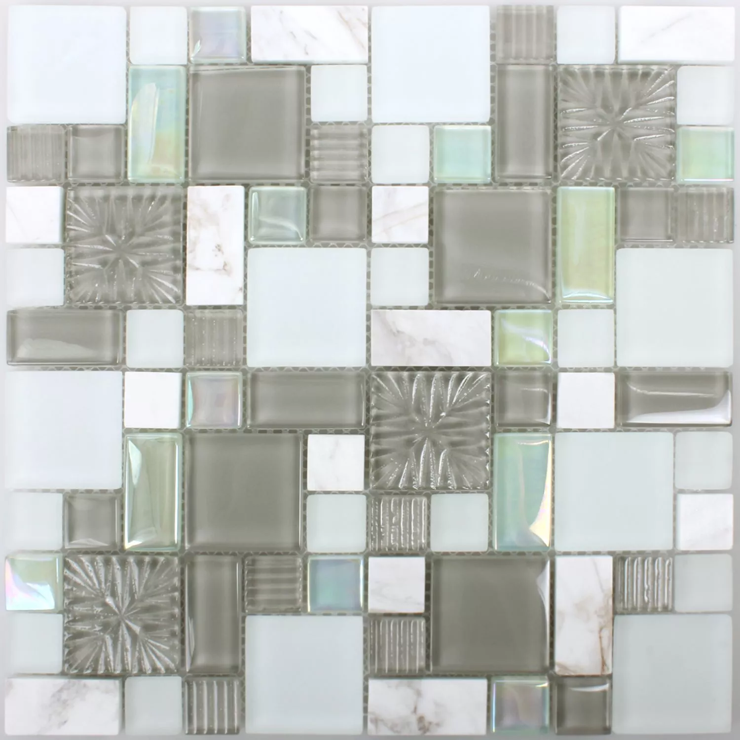 Prøve Mosaik Fliser Norderney Glas Natursten Mix