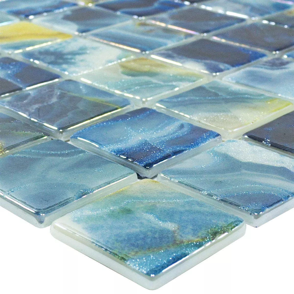Glas Pool Mosaik Fliser Carolina Blå