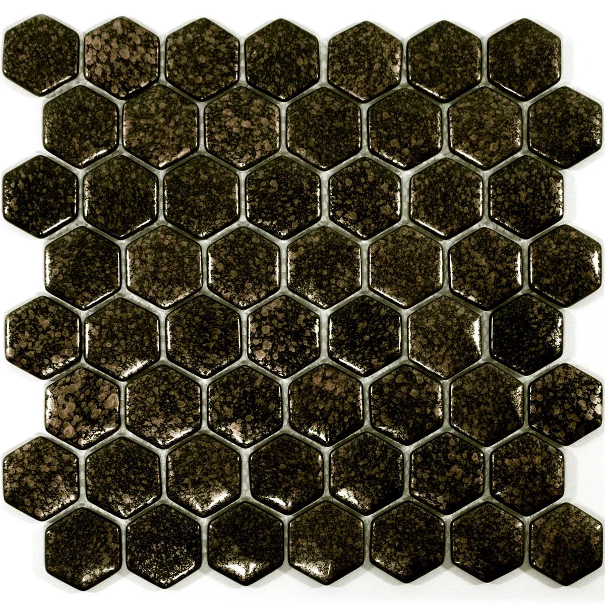 Glasmosaik Fliser Leopard Hexagon 3D Guld