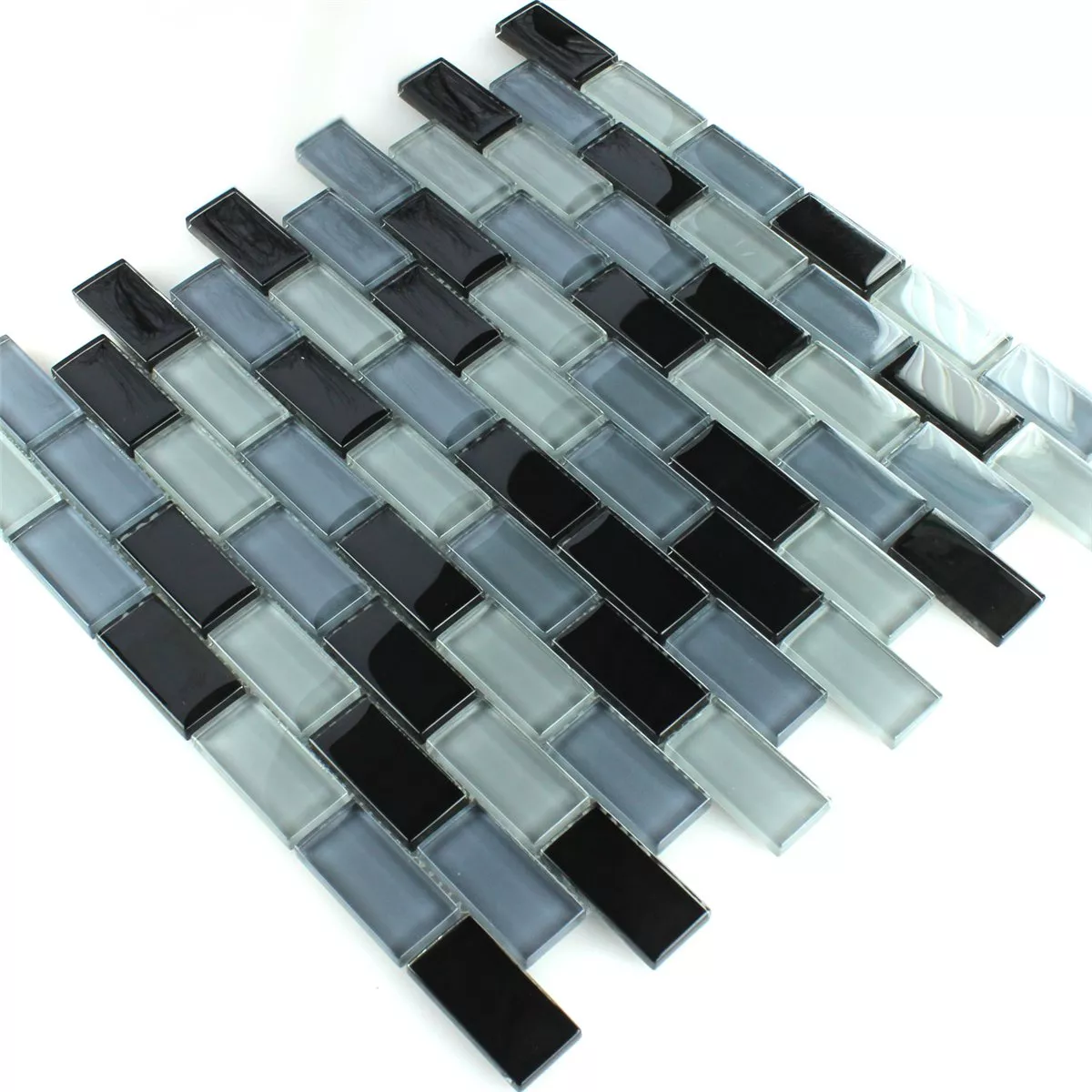 Mosaik Fliser Glas Krystal Brick Sort
