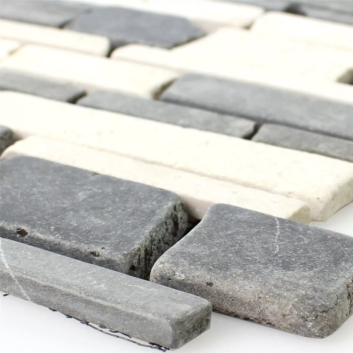 Prøve Mosaik Fliser Marmor Natursten Brick Biancone Java