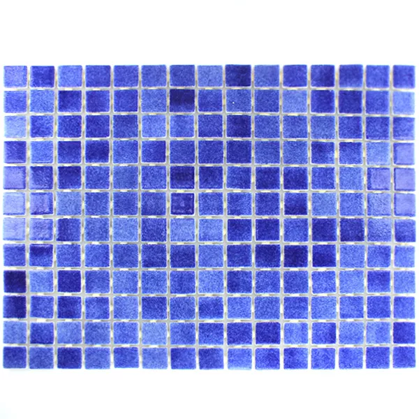 Glas Swimmingpool Mosaik 25x25x4mm Mørkeblå Mix