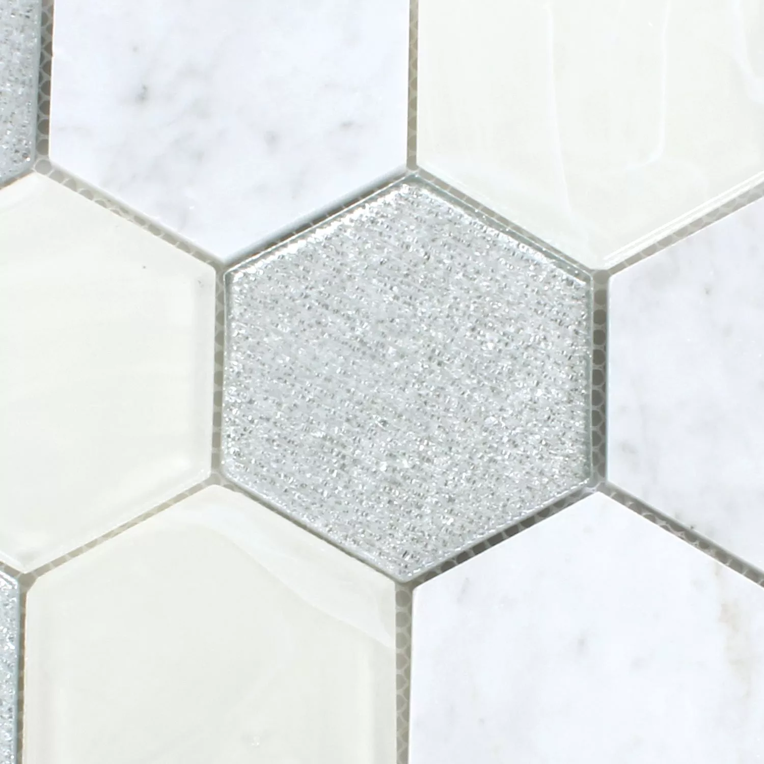 Mosaik Fliser Hexagon Lipari Sølv Gra