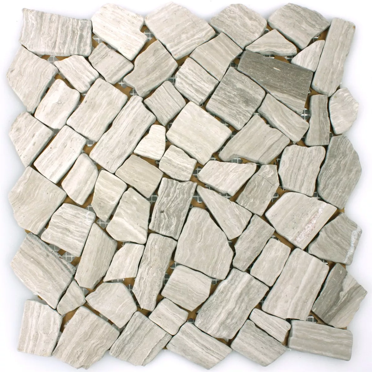 Prøve Mosaik Fliser Marmor Brud Gra Striber
