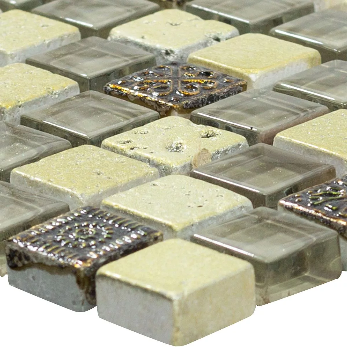 Prøve Glas Marmor Mosaik Fliser Majestic Sølv Brun
