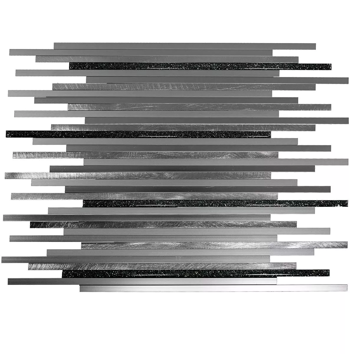 Aluminium Metal Mosaik Fliser Bilbao Stripes Sort