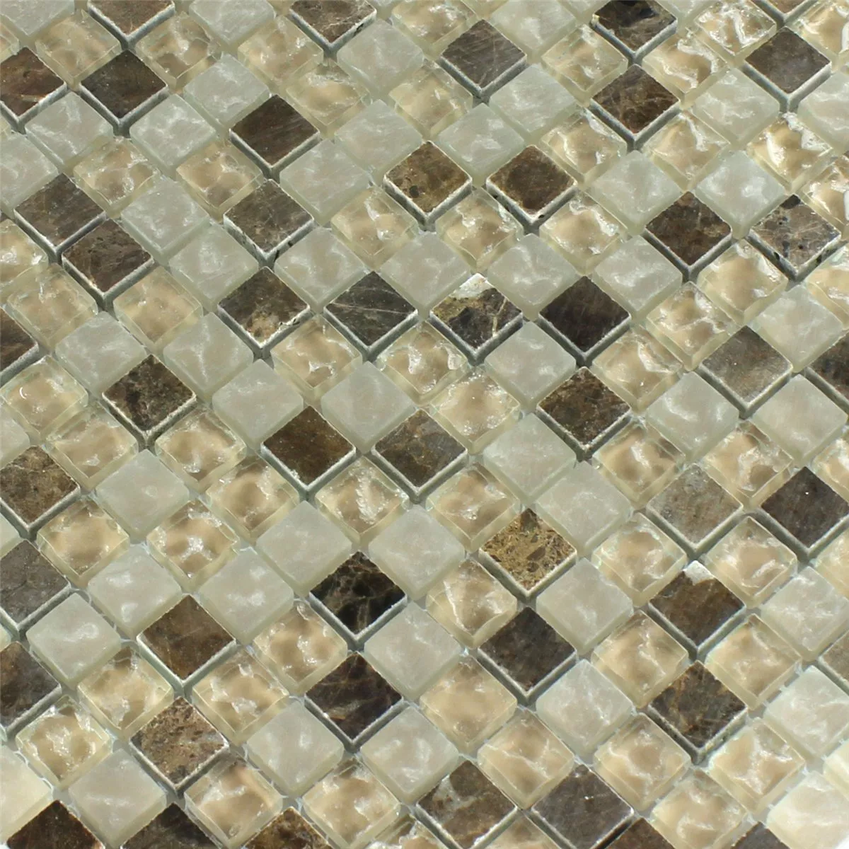 Prøve Mosaik Fliser Glas Marmor Quebeck Brun