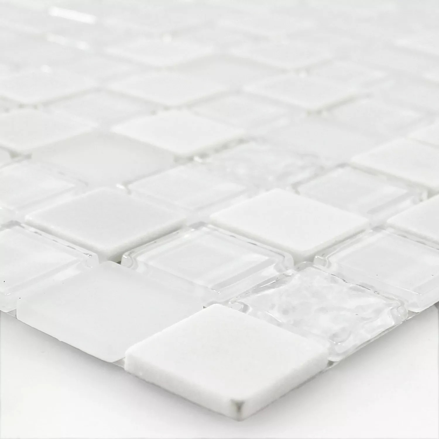 Selvklæbende Mosaik Natursten Glas Mix Hvid