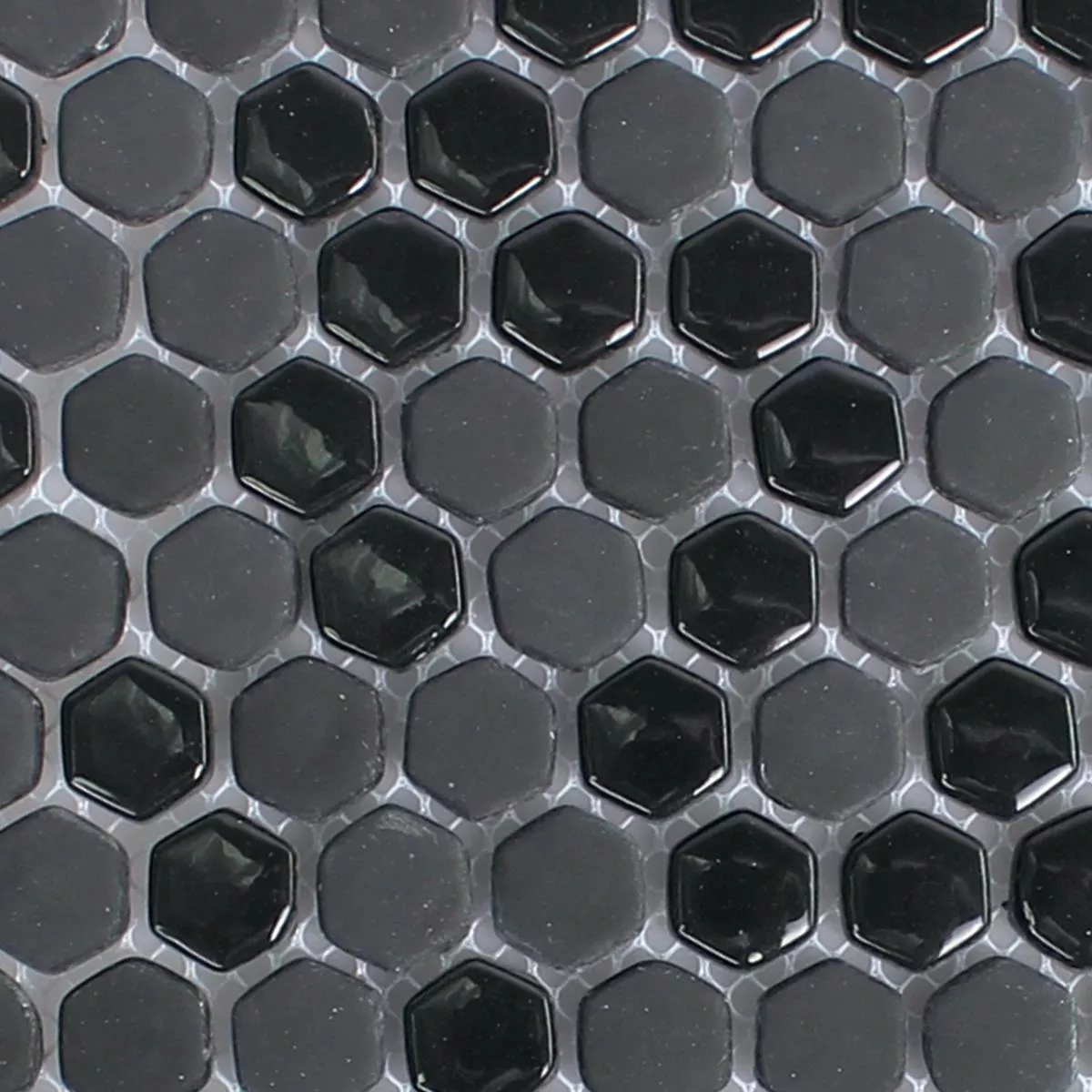 Prøve Glasmosaik Fliser Brockway Hexagon Eco Sort