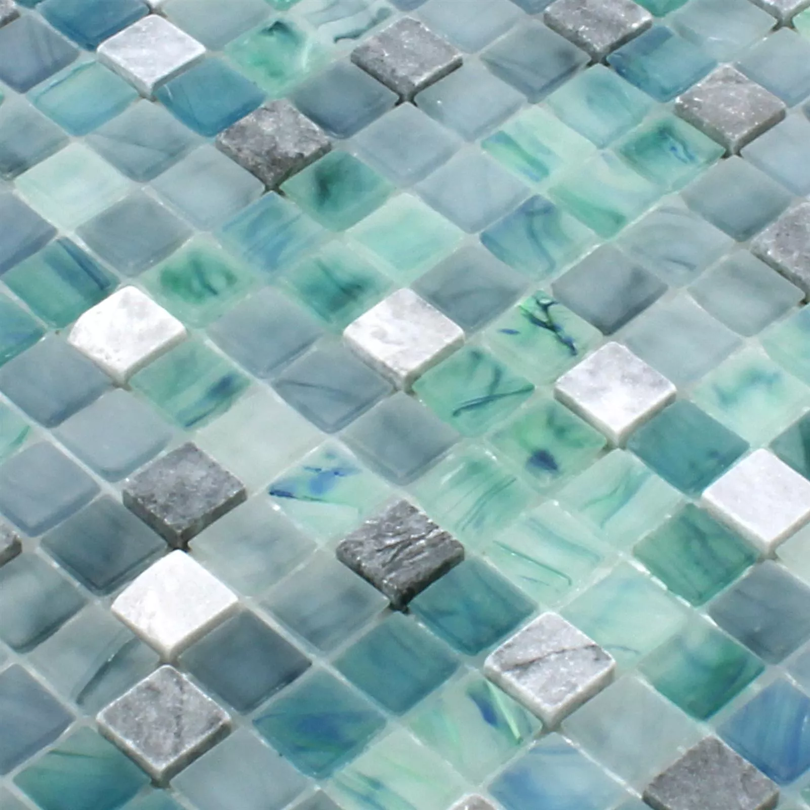 Prøve Mosaik Fliser Mayon Glas Marmor Mix SeeGrøn