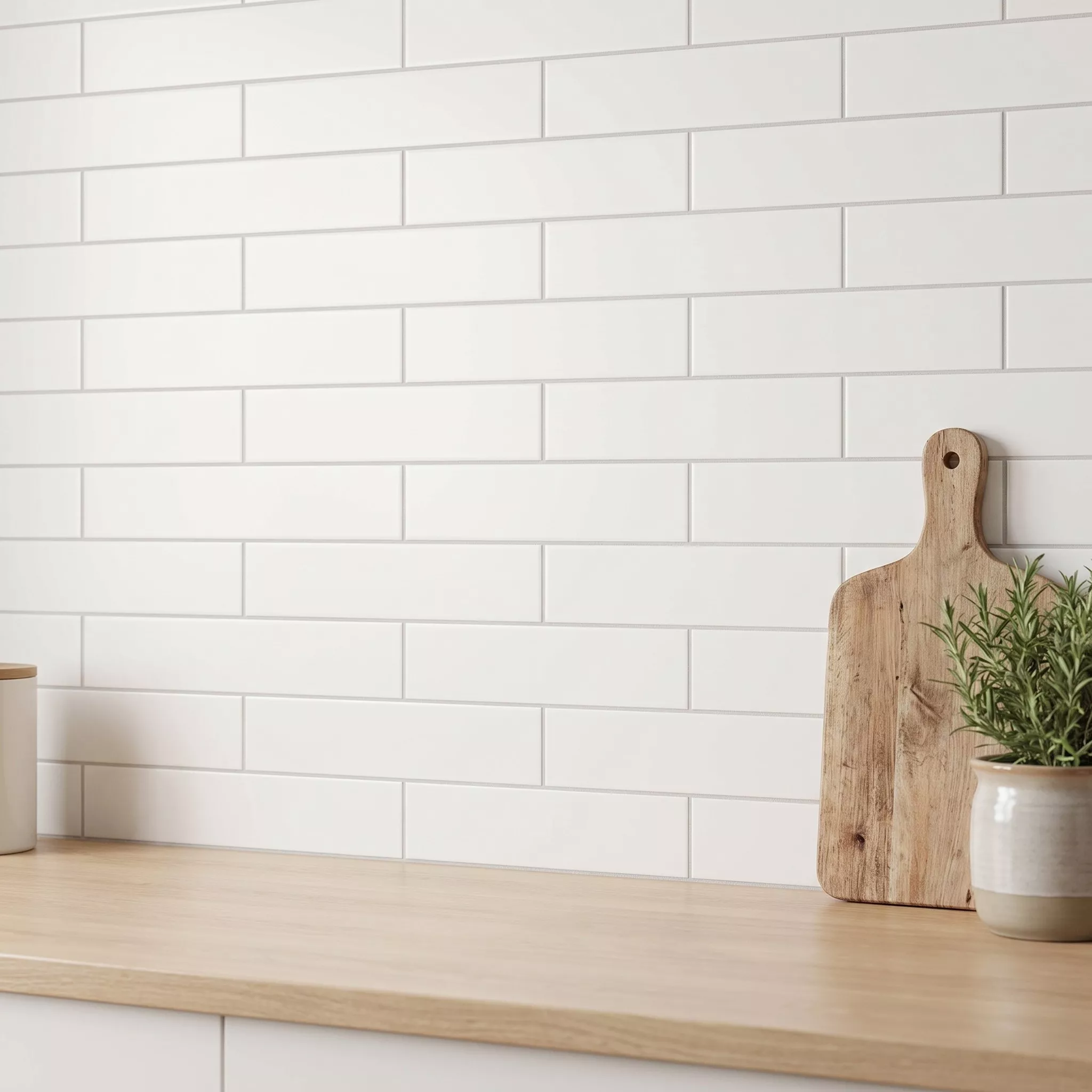 Metro flise Hvid Måtte 7,5x30 cm Uden Facet Swissland Blanco