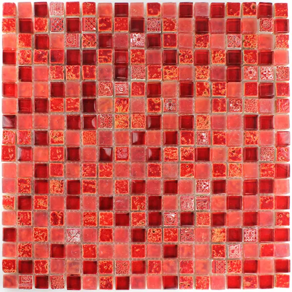 Mosaik Fliser Escimo Glas Natursten Mix Rød