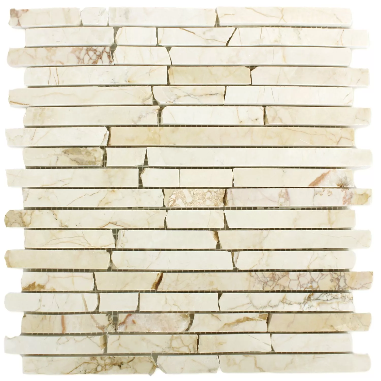 Marmor Brick Mosaik Fliser Gulden Cream Poleret