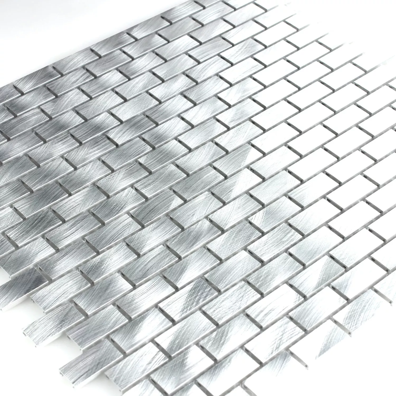 Aluminium Mosaik Fliser Sølv 15x30x4mm