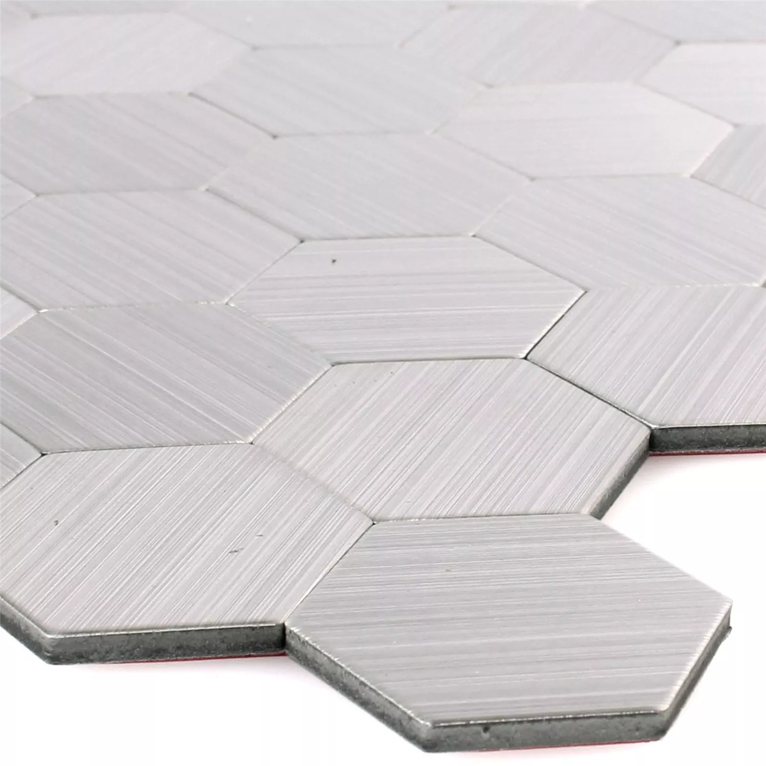 Prøve Mosaik Fliser Metal Selvklæbend Mikros Sølv Hexagon