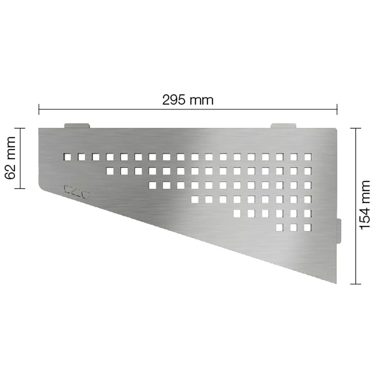 Væghylde brusehylde Schlüter firkantet 15,4x29,5cm firkantet sølv