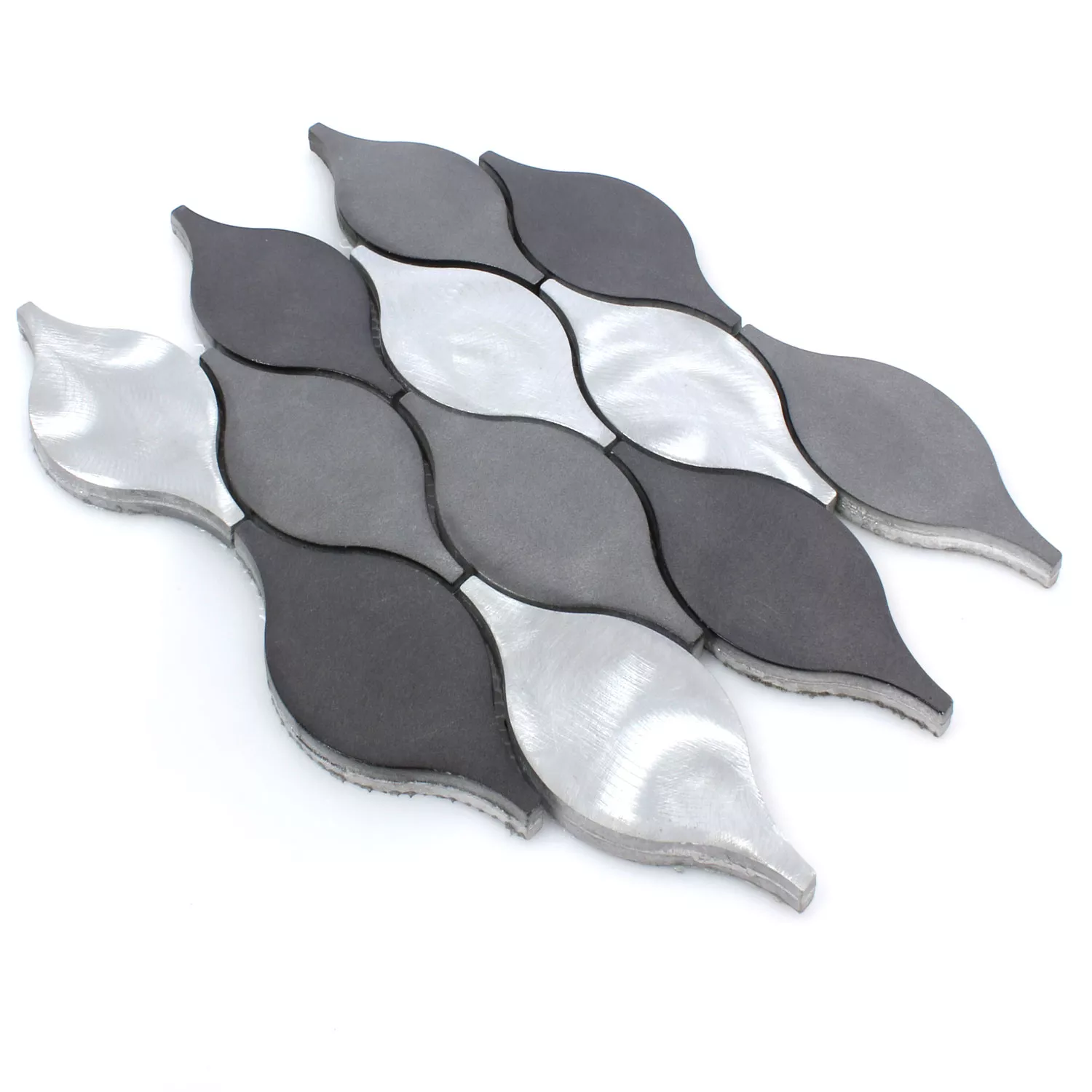 Prøve Mosaik Fliser Aluminium Beverly Sort Sølv