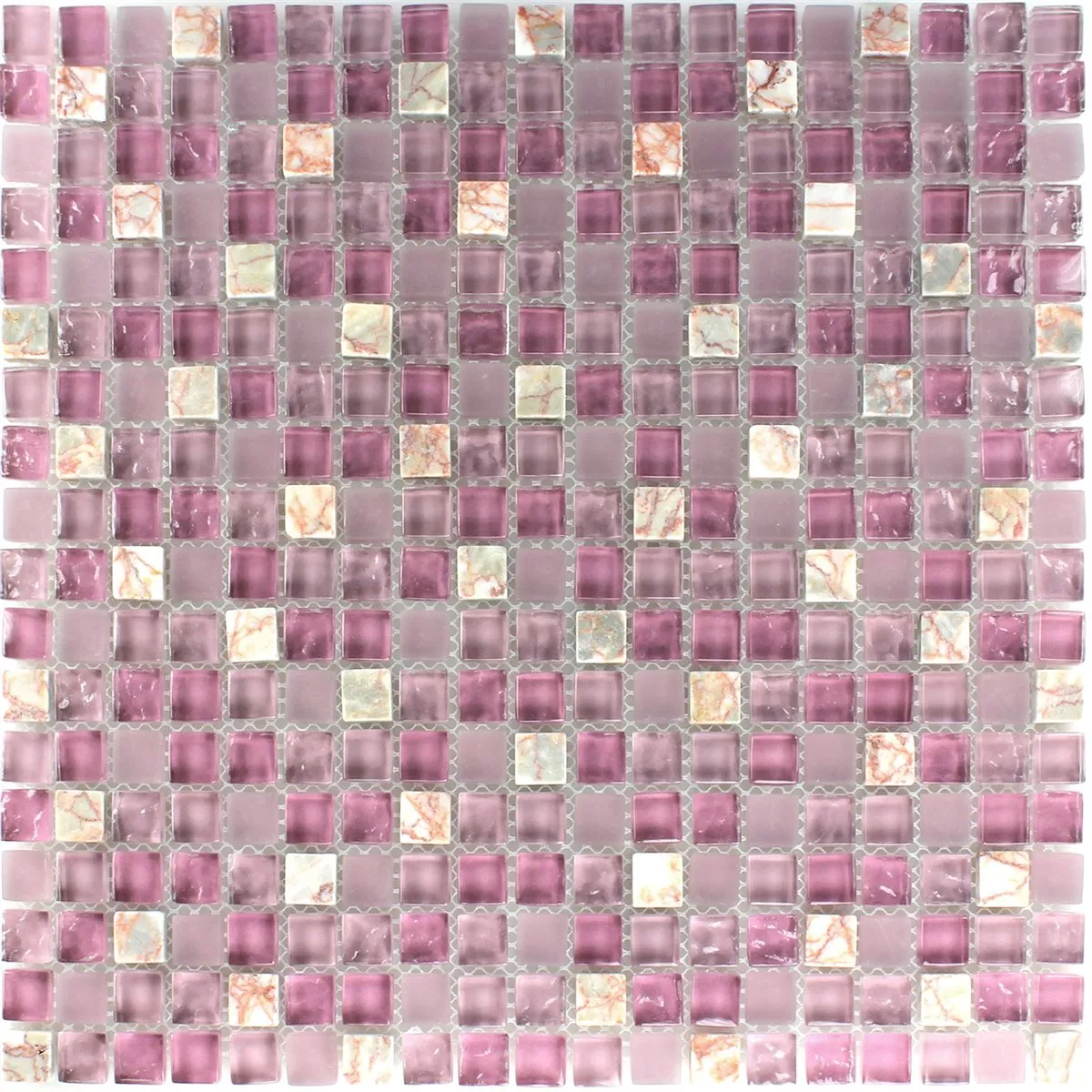 Prøve Mosaik Fliser Glas Marmor Rosa Mix 