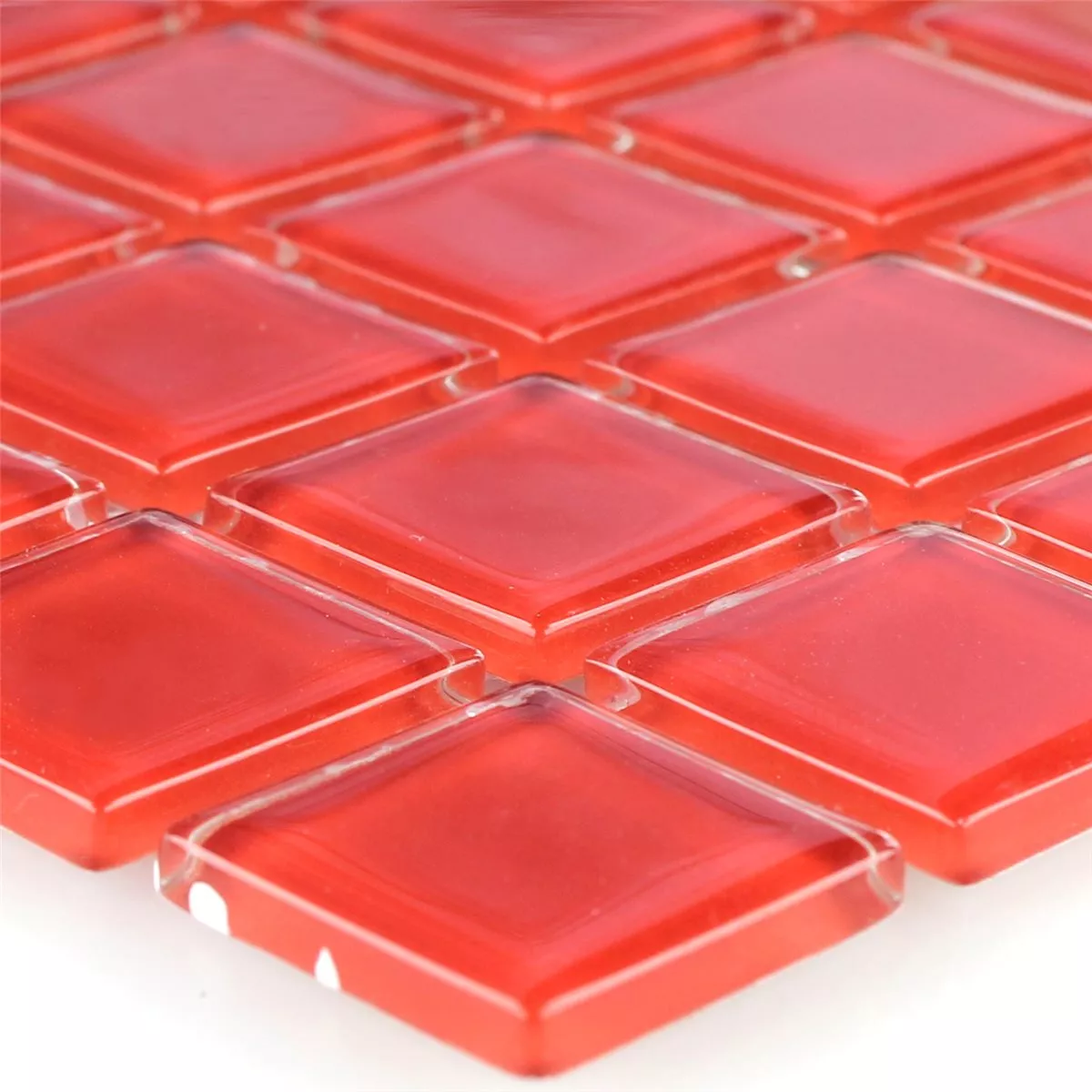 Glasmosaik Fliser Rød Uni 25x25x4mm
