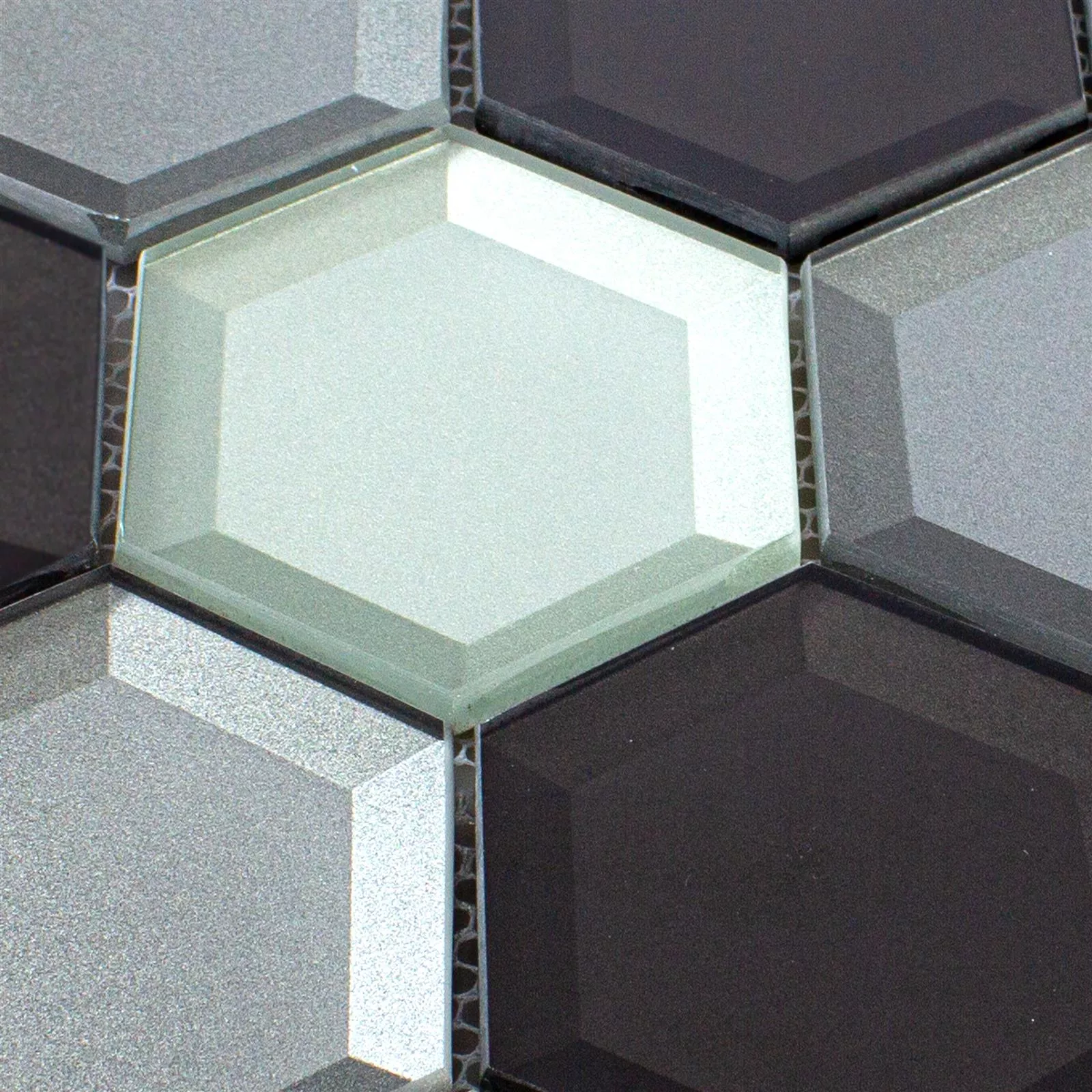 Prøve Glasmosaik Melfort Hexagon Brun Sølv Turkis