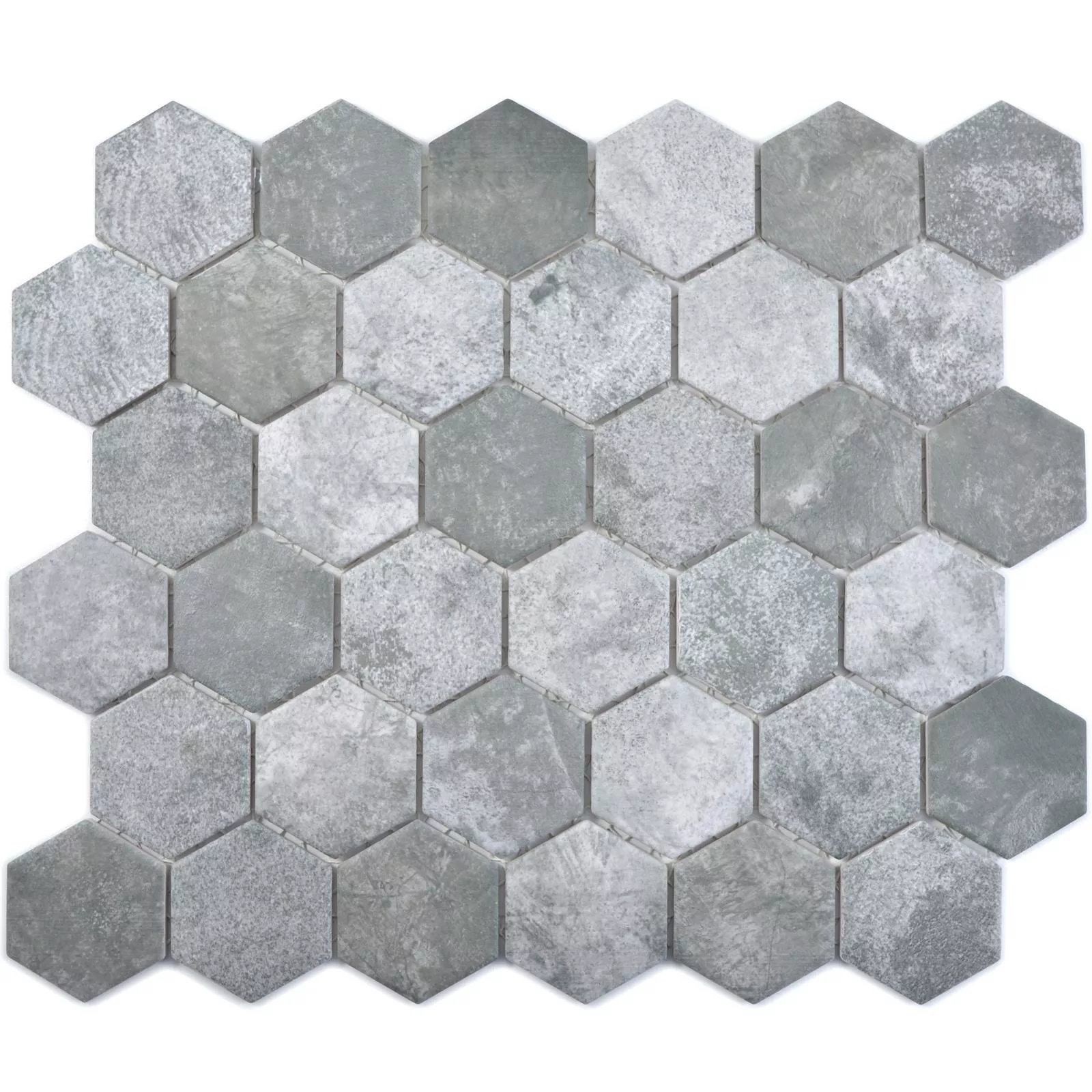 Keramikmosaik Comtessa Hexagon Cement Optik Morkgra